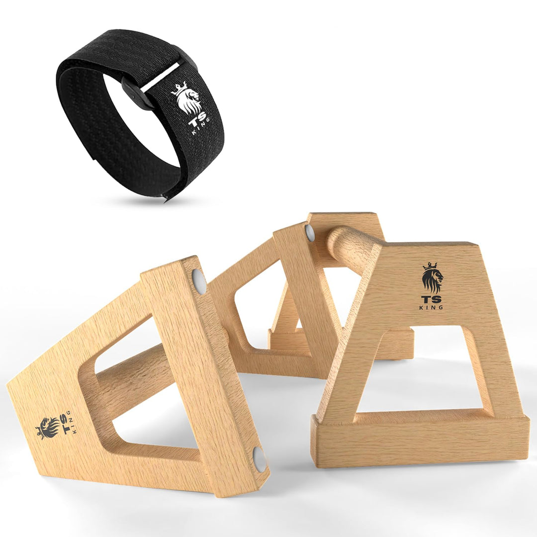 Grosse Liegestützgriffe – 2x rutschfeste & gelenkschonende Holzgriffe – ideales Parallettes & Calist