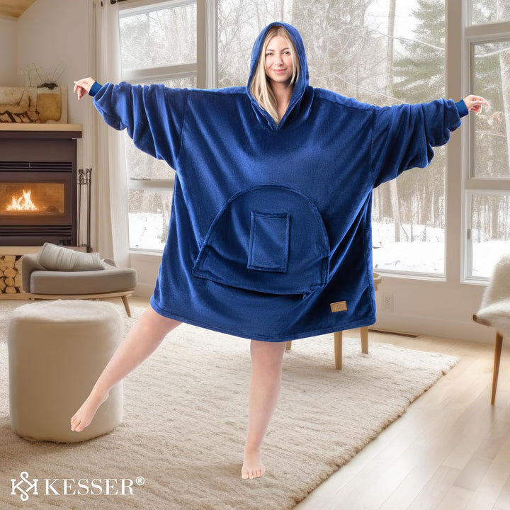 KESSER® Hoodie Decke Kuscheldecke mit Ärmeln Deckenpullover Vielseitig Tragbare Decke zum Anziehen f
