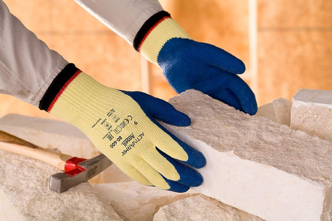 Ansell PowerFlex 80-600 Schnittschutz-Handschuhe, Mechanikschutz, Blau, Grösse 7 (12 Paar pro Beutel