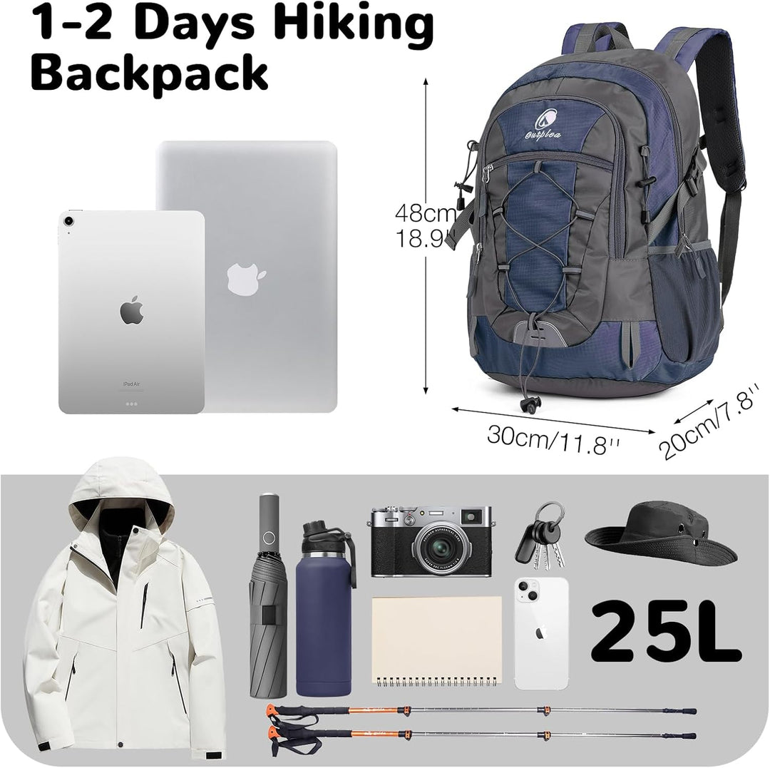 25L Wandernrucksack Damen Herren, Outdoor Rucksäcke Tagesrucksäcke, Wasserdichter Reiserucksack für