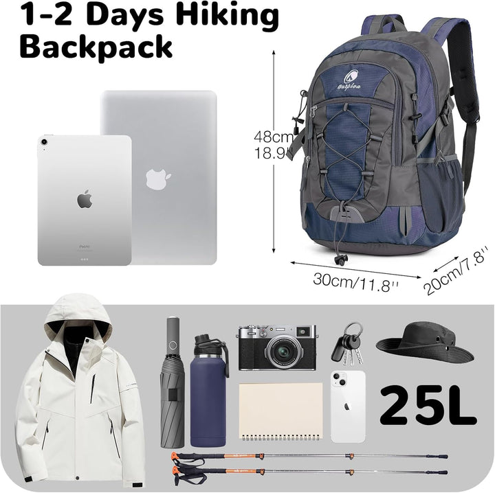 25L Wandernrucksack Damen Herren, Outdoor Rucksäcke Tagesrucksäcke, Wasserdichter Reiserucksack für