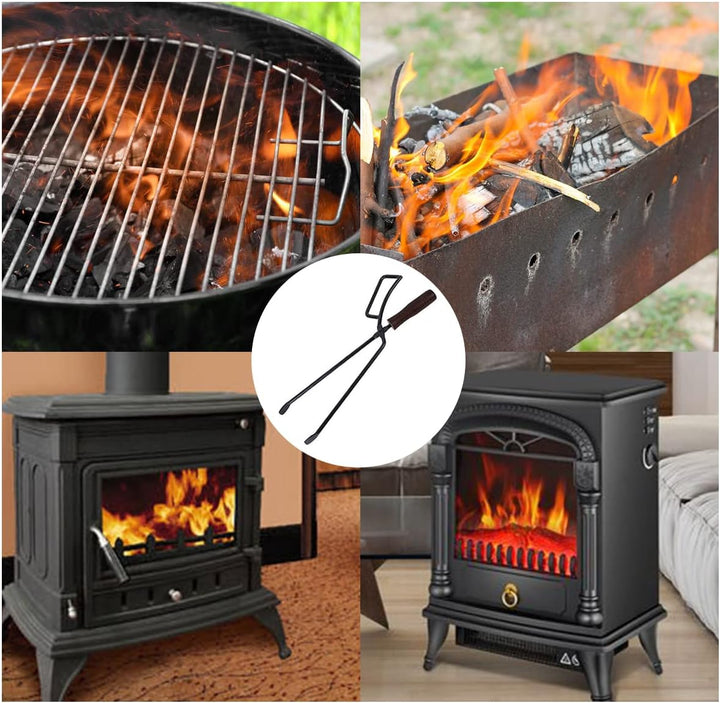 Kaminzange, 40cm Schwerlast Kaminholzzange Feuerholzzange kaminzubehör Kaminbesteck Anti-Verbrühung