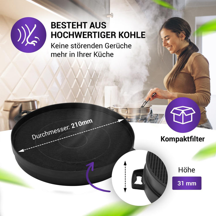 Viоks.pro 2x Aktivkohlefilter Kohlefilter für Dunstabzugshauben 210mm Ersatz für Bosch 00353121 DHZ5