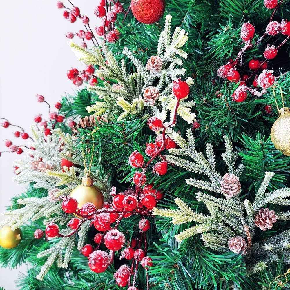 6 STÜCKE Weihnachten Rote Beeren, 50 cm Lange Künstliche Rote Beeren Burgunderrote Rote Beere Picks
