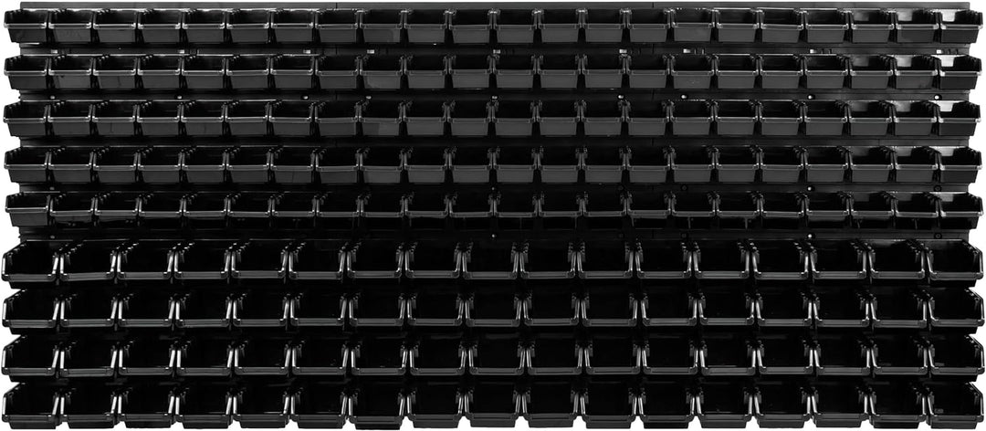 Lagersystem Werkstattregal | 172 x 78 cm | 178 stck. Box | Wandregal mit Stapelboxen - Wandplatten E