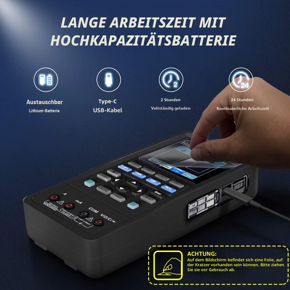 Hantek 2D72 Oszilloskop 3 in 1 Funktion 70MHz Bandbreite Zweikanal-Oszillograph mit Digital Multimet