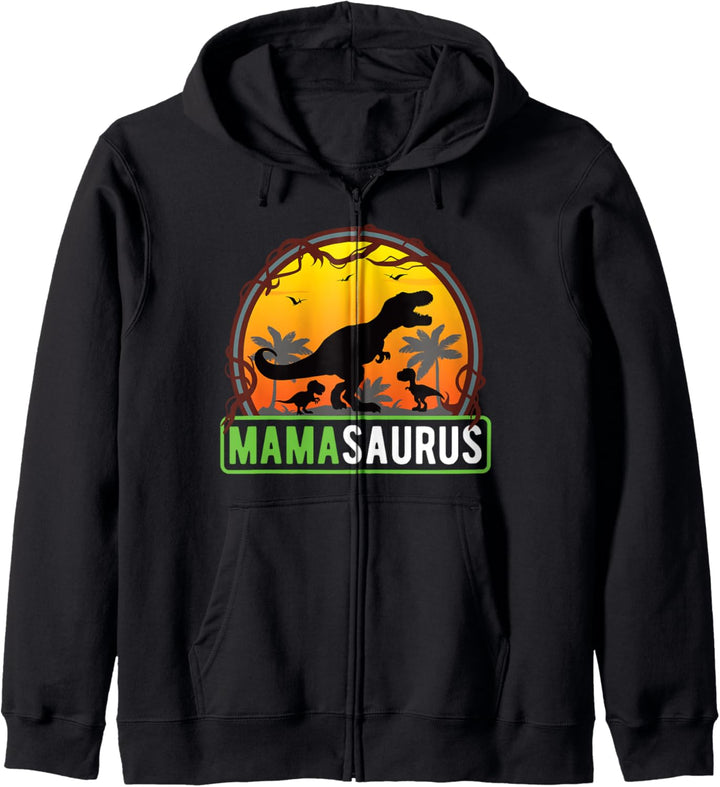 Mamasaurus T-Rex Mama | 2 Kinder Dino Mutter | Muttertag Kapuzenjacke
