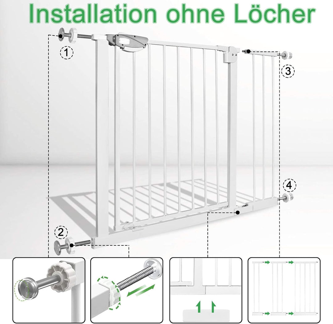 FIVMEN Treppenschutzgitter 80cm Türschutzgitter ohne Bohren N Stop Safety Tür- &amp; Treppengitter mit A