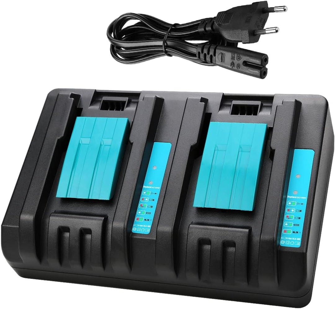 ENERGUP Dual Port Ladegerät 18V DC18RD Ersatz für Makita Ladegerät 18V Kompatibel mit Makita 14,4V-1