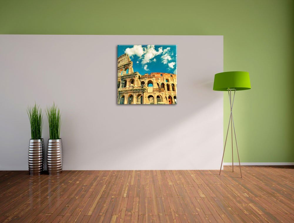 Colosseum bei Tag in Rom, Format: 70x70 auf Leinwand, XXL riesige Bilder fertig gerahmt mit Keilrahm