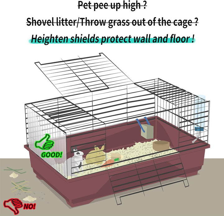 6 Stück Haustierkäfig-Einlage, 26 x 21 cm, Urin-Schutz, Seitenfutter, transparentes Blatt, Kaninchen
