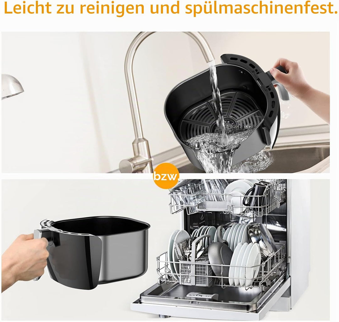 Heissluftfritteuse, Heissluftfritteuse onhe Öl 8L 1800W, Air Fryer mit Sichtfenster, Einstellbare Te