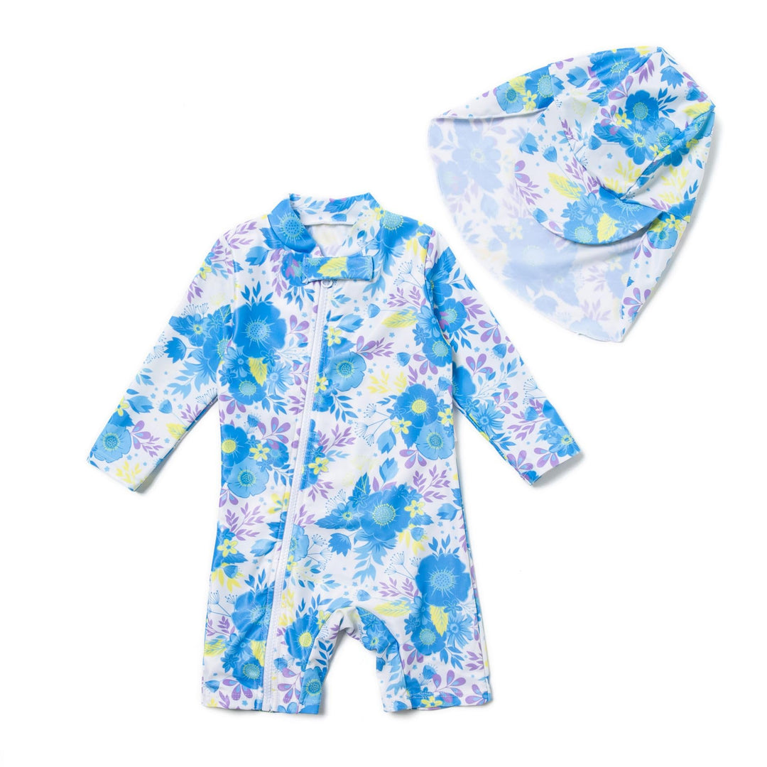 BONVERANO Baby Mädchen Recycelter Badeanzug mit einem durchgehendem Reissverschluss UV-Schutz 50+ 3-