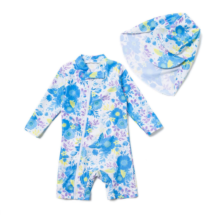 BONVERANO Baby Mädchen Recycelter Badeanzug mit einem durchgehendem Reissverschluss UV-Schutz 50+ 3-