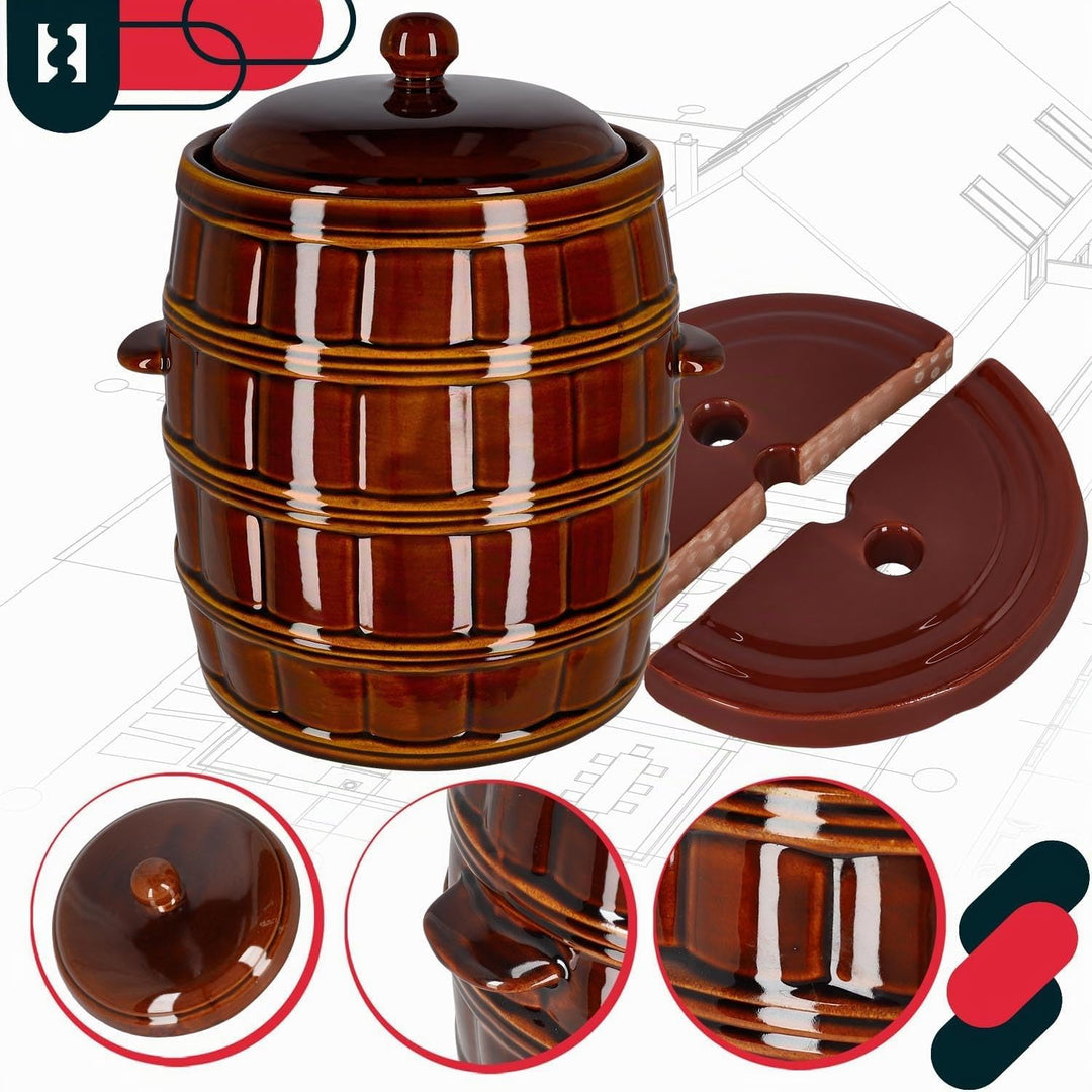 KOTARBAU® Gärtopf 16 L Steinguttopf mit Deckel und Beschwerungsstein Hermetisch Sauerkrauttopf Gurke