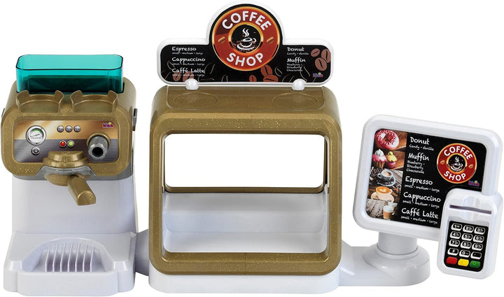 Theo Klein 9501 Coffee Shop I Espresso-Bar mit Wasserdurchlauffunktion und Touchdisplay I Inkl. Zube