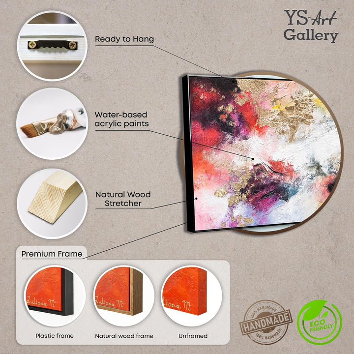 YS-Art Abstrakt Acryl Gemälde auf Leinwand heller Garten handgemalt Wandbilder Wohnzimmer modern Woh