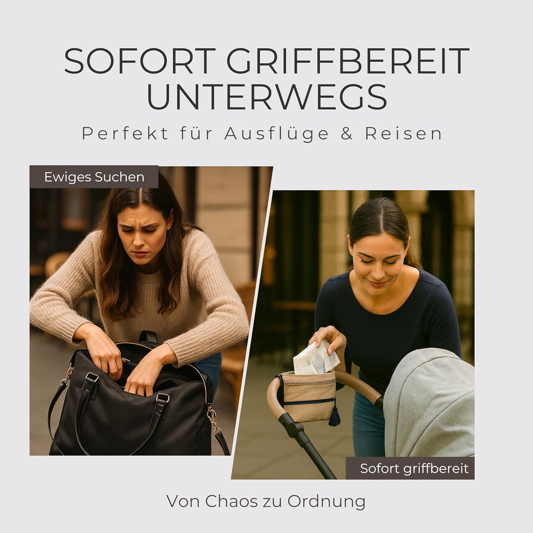 Karolini® Windeltasche Organizer Dunkelblau für unterwegs – kompakte Wickeltasche aus Cord (Bio Baum