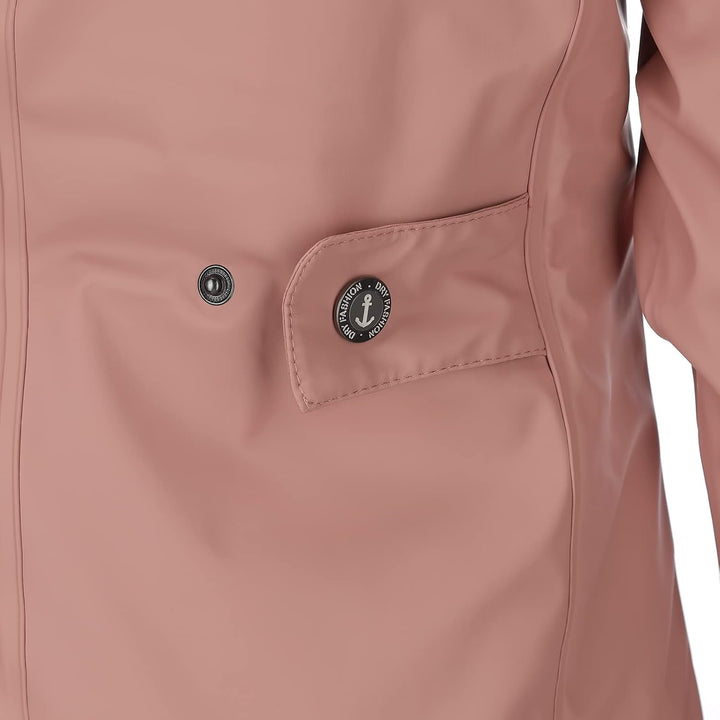 Dry Fashion Damen Regenmantel Malmö - Frauen Regenjacke Jacke mit Kapuze Lang Winddicht Wasserdicht