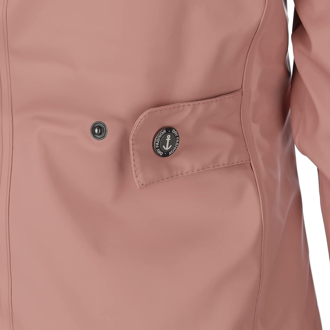 Dry Fashion Damen Regenmantel Malmö - Frauen Regenjacke Jacke mit Kapuze Lang Winddicht Wasserdicht