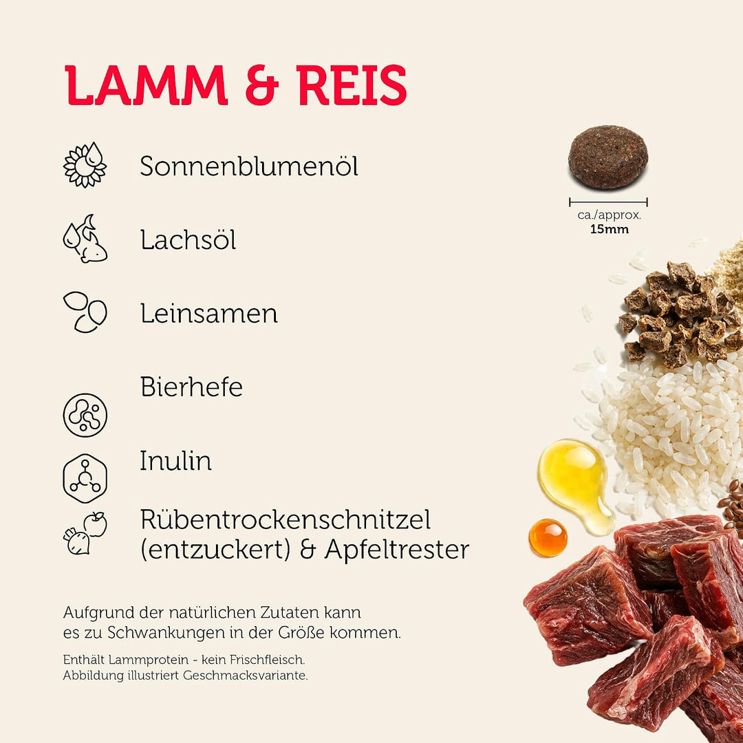 MERA pure sensitive Lamm &amp; Reis, Hundefutter trocken für sensible Hunde, Trockenfutter aus Lamm und