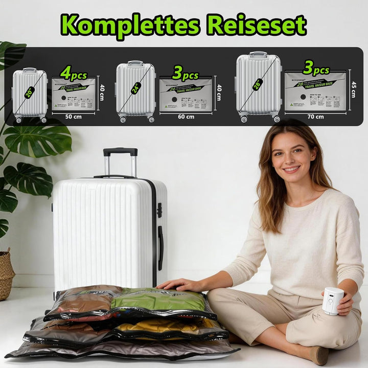 BoxLegend Vakuumbeutel für Kleidung Reise mit Kabelloser Pumpe, Vakuumbeutel 14er Set (5x 40x50cm, 5