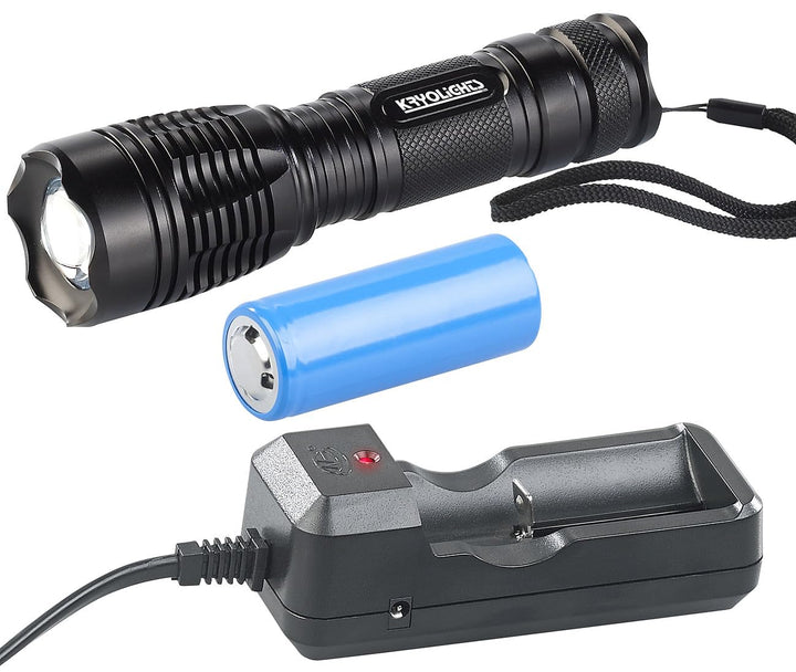 KryoLights aufladbare Taschenlampe: LED-Taschenlampe TRC-144.a mit Akku und Ladegerät, 1.000 lm, IP4