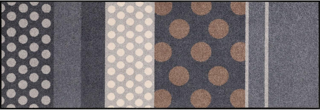 Salonloewe Fussmatte waschbar Glamour Dots grau 60x180 cm Sauberlaufmatte Wohn-Teppich Läufer Design