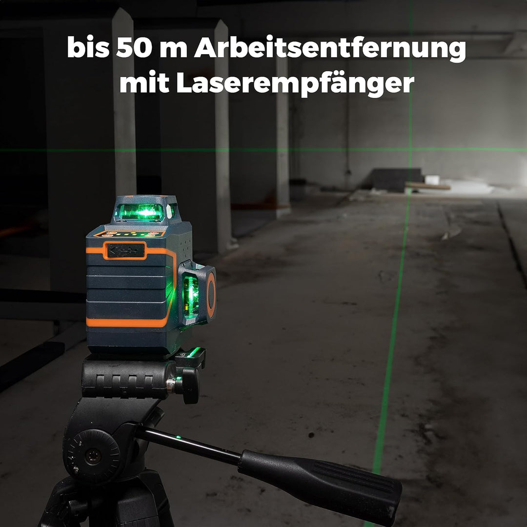 CIGMAN Kreuzlinienlaser Grün 3 x 360 Grad Laser Wasserwaage Nivellierlaser mit wiederaufladbarer Lit