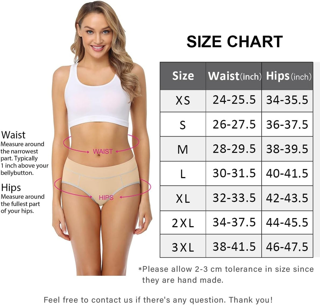 wirarpa Unterhosen Damen Midi Taille Slip Baumwolle Bequeme Unterwäsche 5er Pack M Beige, M Beige