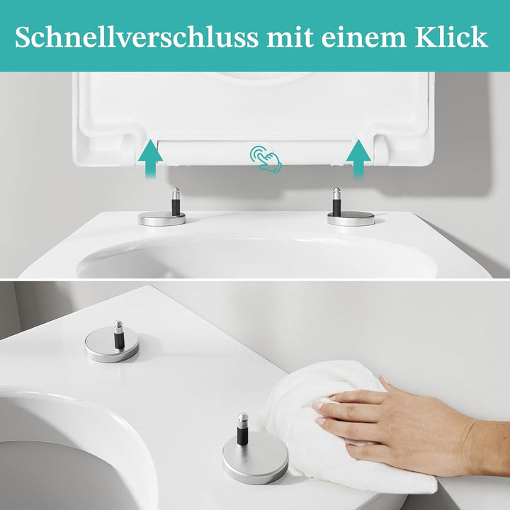Toilettendeckel mit Absenkautomatik, WC Sitz mit Absenkautomatik, Klodeckel mit Quick Release Funkti