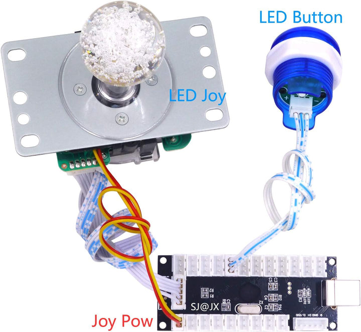 SJ@JX Arcade Game LED DIY Kit Mechanische Tastatur Schalter Arcade LED Taste LED Joystick Controller