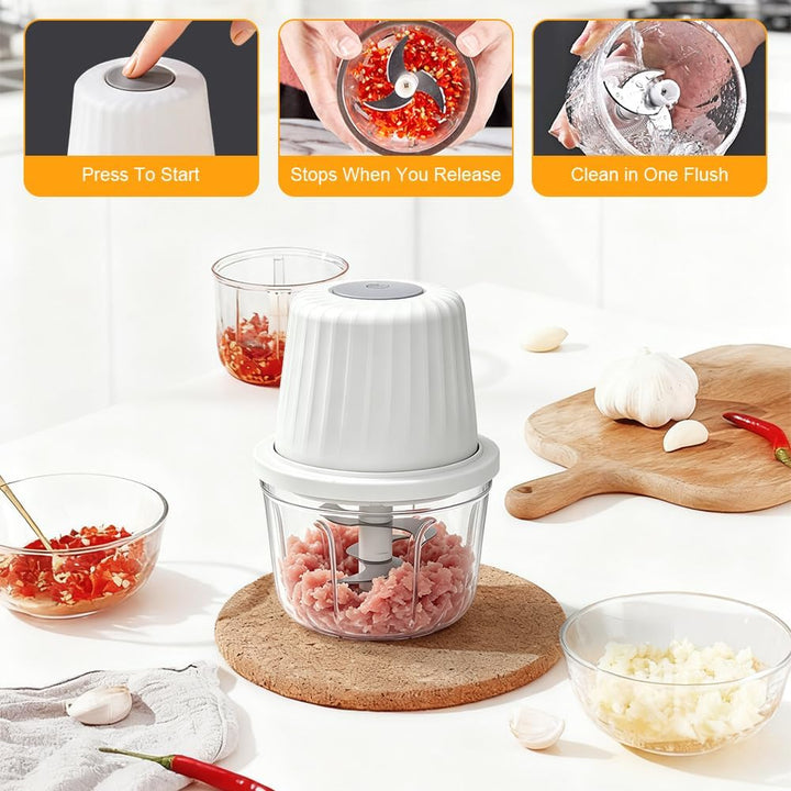 Gohytal Elektrischer Küchenzerkleinerer Mini, 350ml + 250ml +100ml Zwiebelzerkleinerer Elektrisch, K