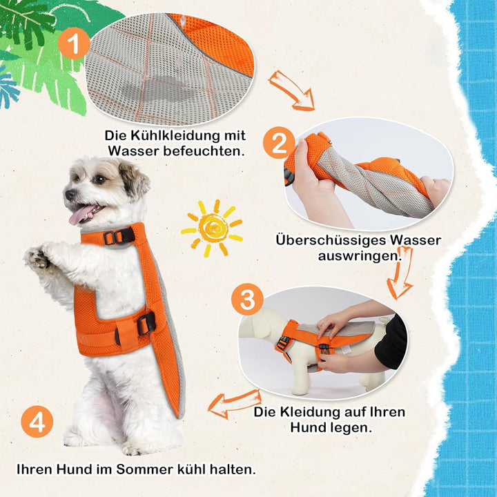 Kühlweste für Hunde, Kühlweste Hund mit D-Ringe Sommer Kühlmantel für Hunde Kühlgeschirr Atmungsakti