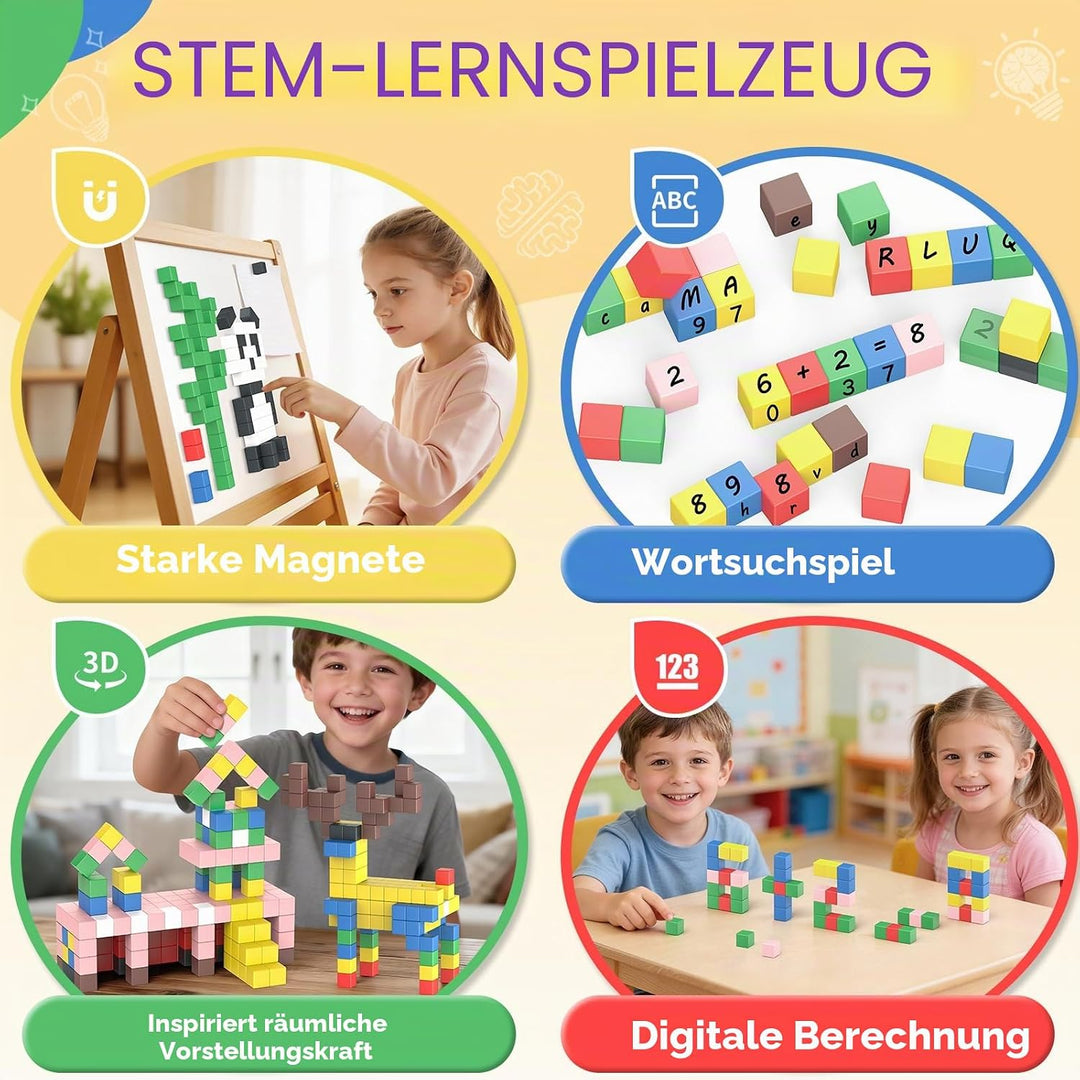 HaoVrisn Magnetische Bausteine Kinderspielzeug, 108 Stück Magnetbausteine Spielzeug Kinder ab 3 4 5