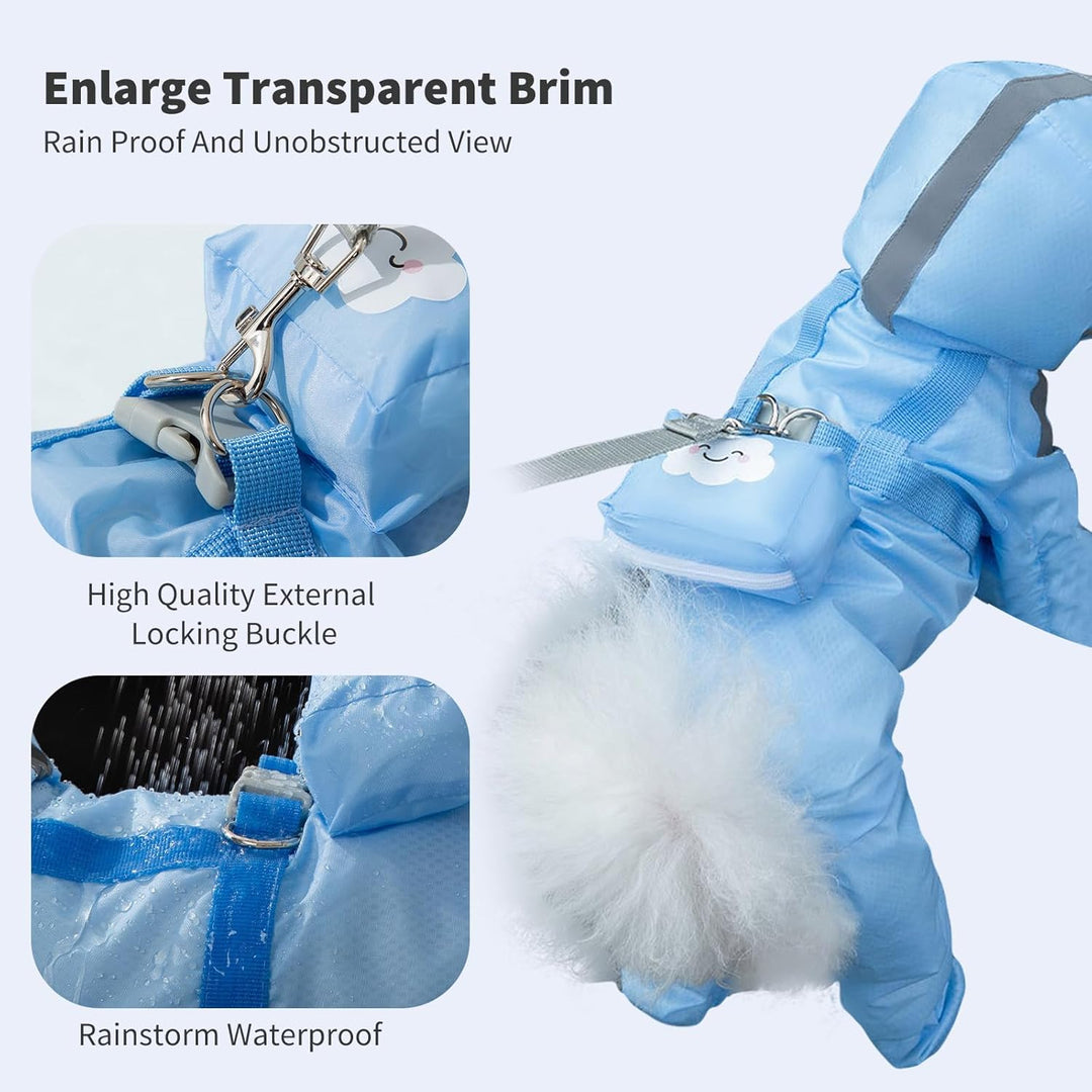 PETCUTE Hund Regenmantel,wasserdichte Hunde-Regenjacke mit Kapuze,Verstellbare Vierbeiner Hunderegen