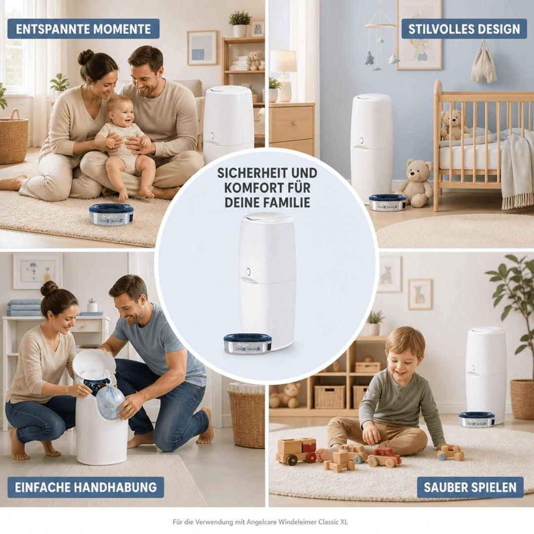 Angelcare Windeleimer Classic XL | komfortabel | Nachfüllkassette mit optimalen Geruchsschutz | 7-sc