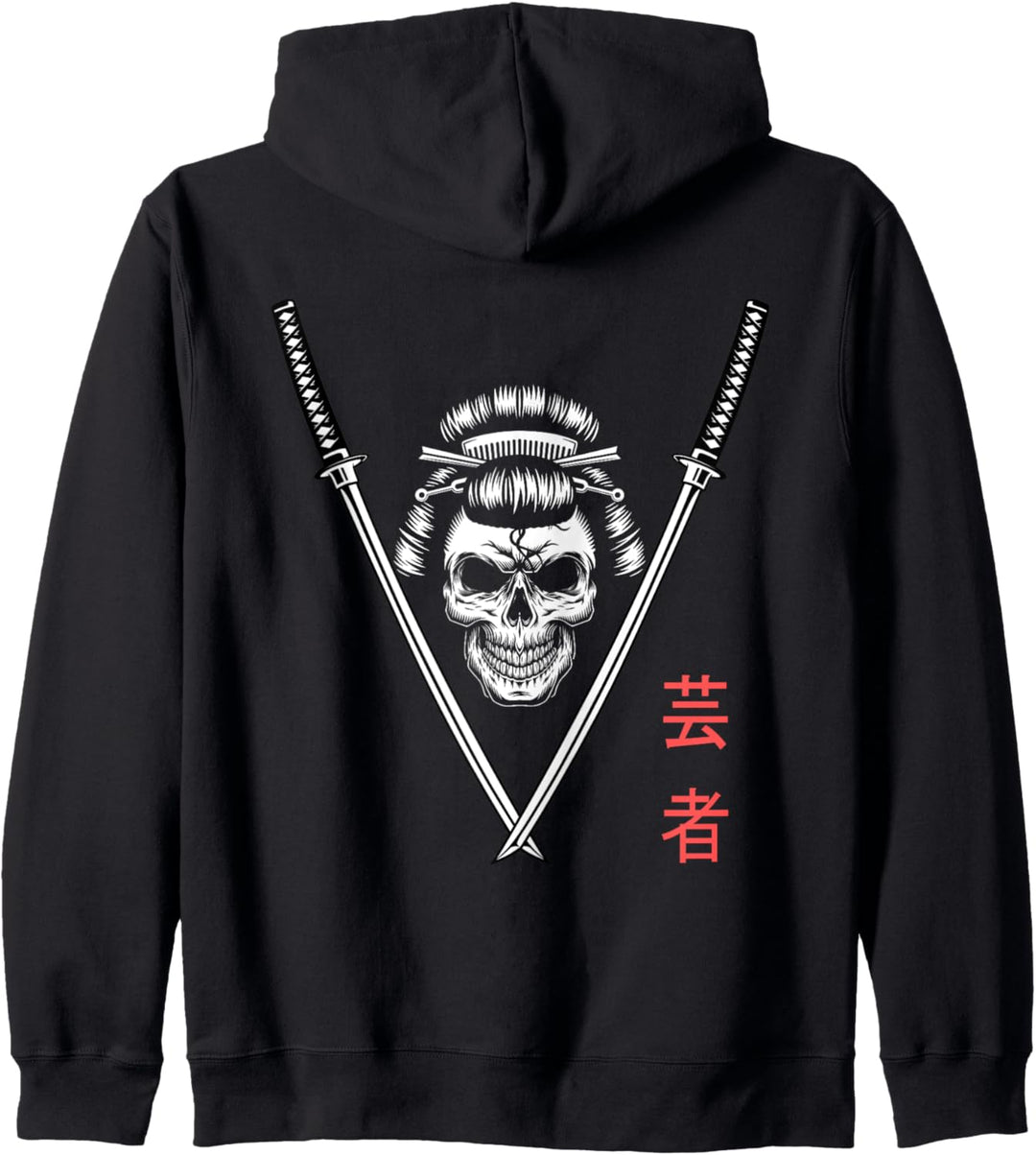 Japanese Geisha Skull Hoodies Japan Samurai Back Print Kapuzenjacke