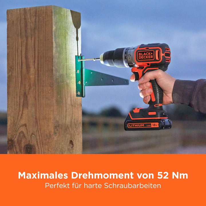 BLACK+DECKER Akku-Bohrhammer mit 18 V und bürstenlosem 2-Gang-Antrieb, 28.000 1/min, 52 Nm Drehmomen