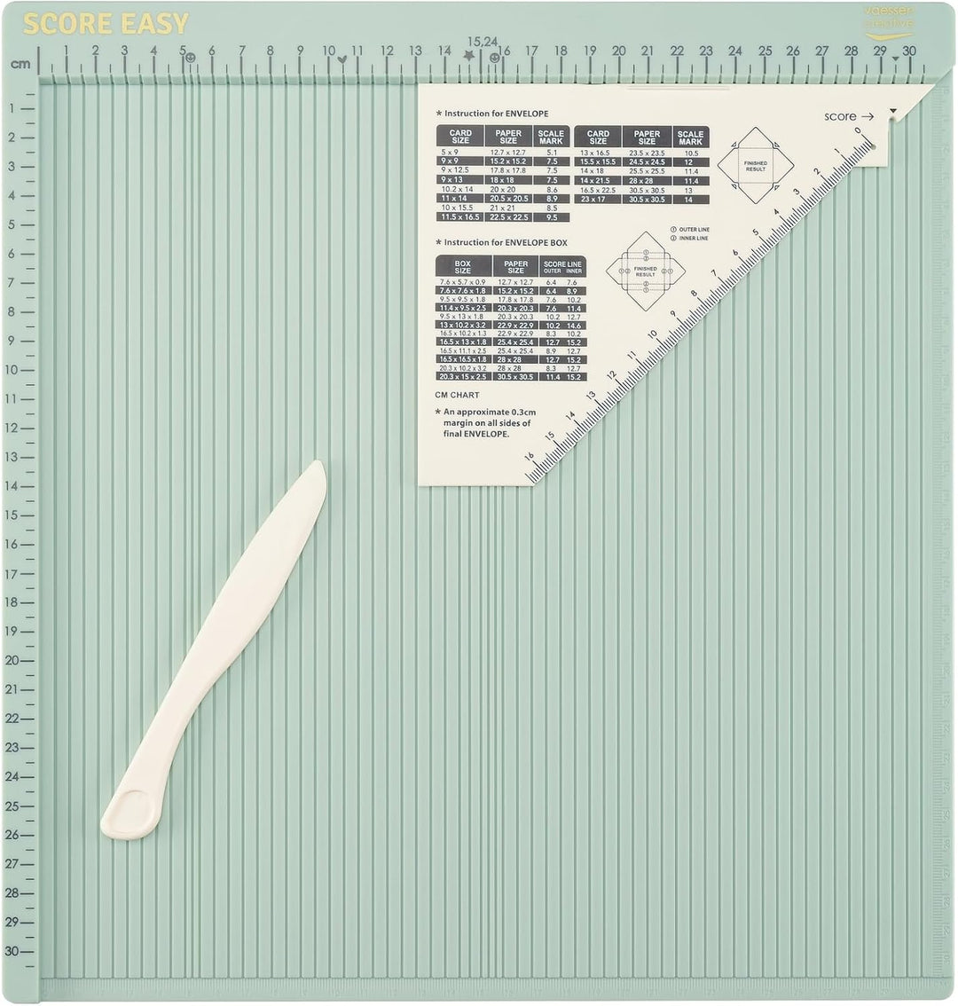 Vaessen Creative AMZBUN-0015 Bastelset-Falzbrett Score Easy 30,5 x 30,5 cm und 2-in-1 Kerbenstanzer