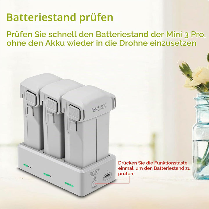 LYONGTECH Akku Ladestation für DJI Mini 3,Mini 4/3 Pro Drohne, Ladegerät Charger Hub, Akkuladegerät