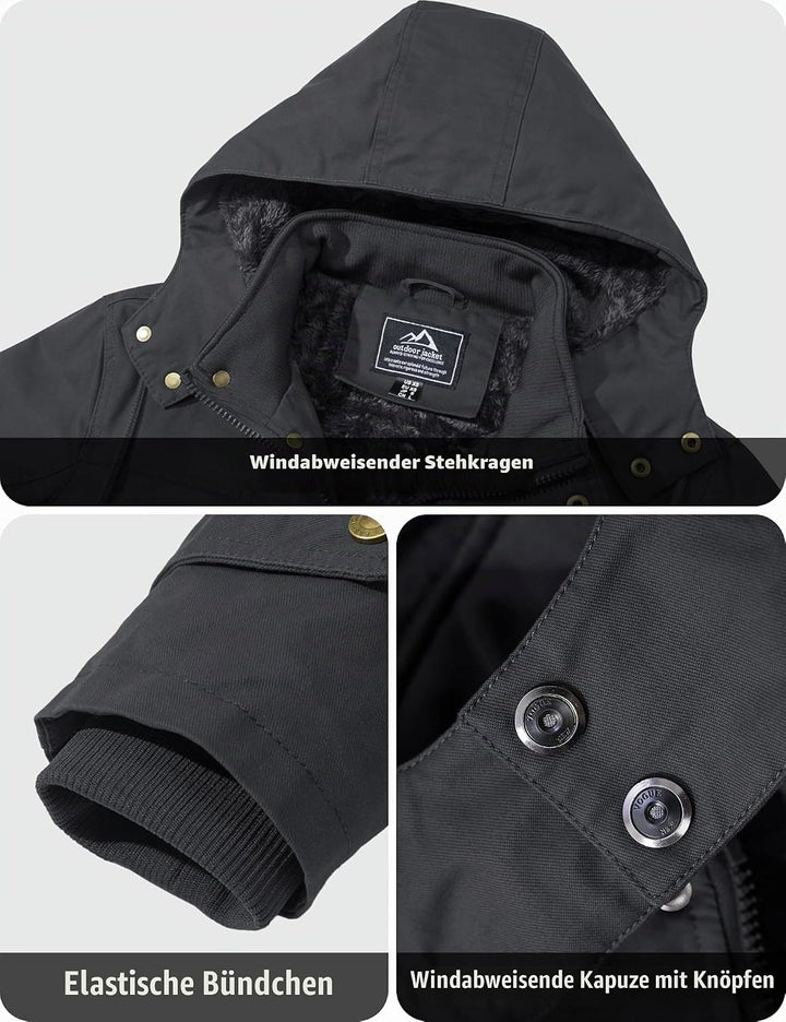 MAGCOMSEN Winterjacke Herren Warm Gefüttert Jacke Fleece Winterparka Winddicht Outdoor Übergangsjack