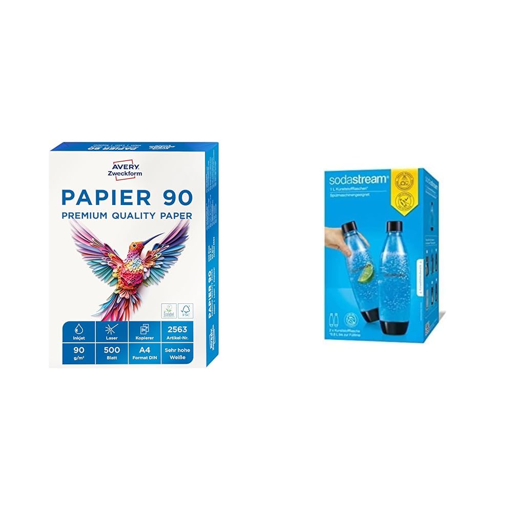 AVERY Zweckform 2563 Drucker-/Kopierpapier & SodaStream DuoPack Fuse, spülmaschinengeeignete Ersatzf