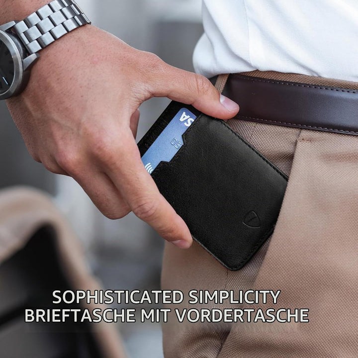 Vaultskin CHELSEA Ultra-Slim Leder-Geldbörse für die Vordertasche - RFID-Blockierung für Männer mit
