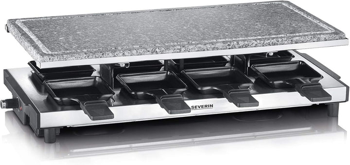 SEVERIN RG 2374 Raclette mit Naturgrillstein, 1700, Kunststoff/Edelstahl, schwarz Hochwertiges