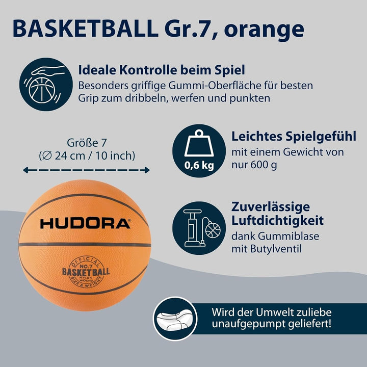 HUDORA Basketballkorb Set - Indoor &amp; Outdoor Basketballkorb mit Brett - Basketball Korb inkl. Befest