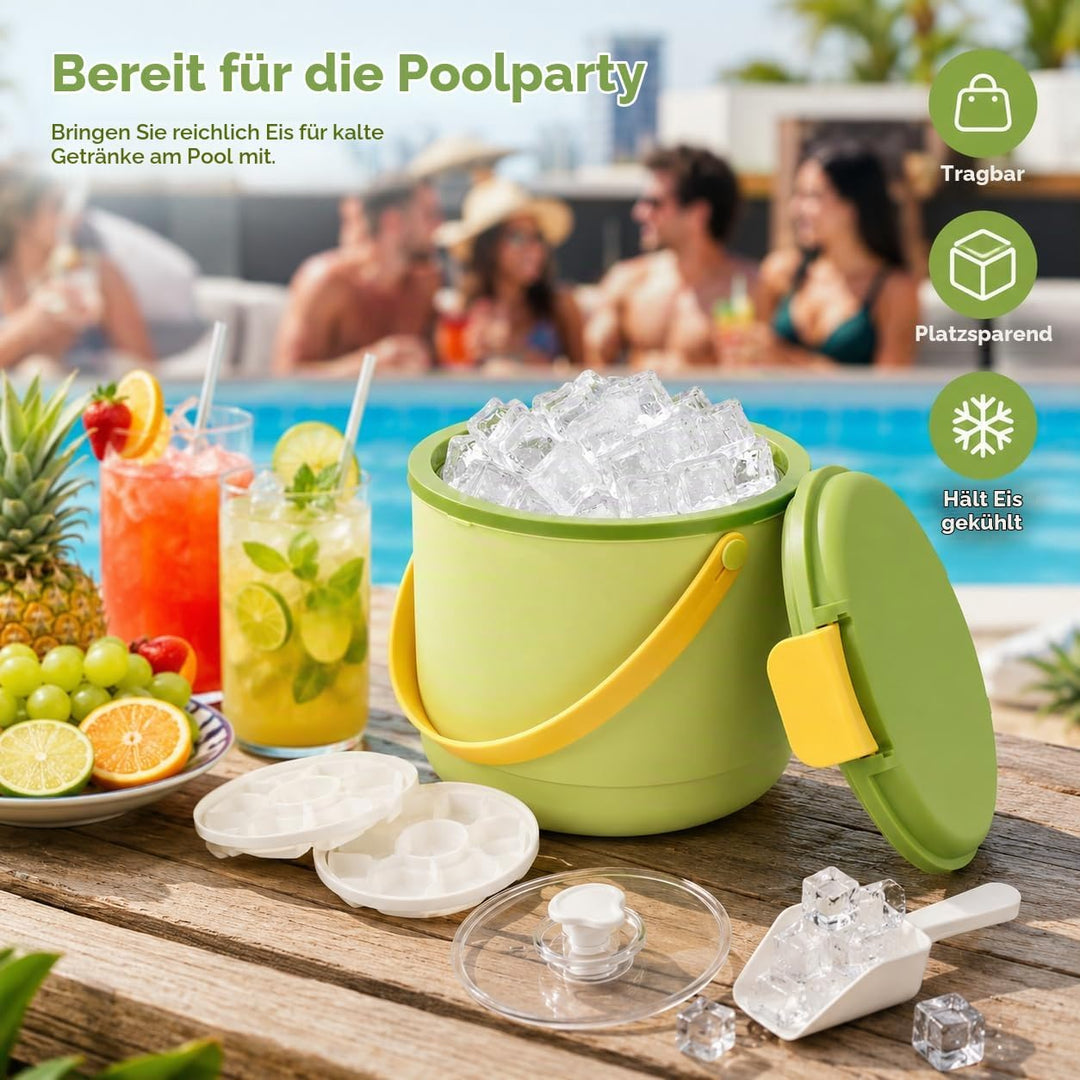Eiswürfelbehälter,2.6L Eiswürfelbehälter Mit Deckel,Eisbehälter,Eiseimer Mit Ice Cube Tray Lässt Sic