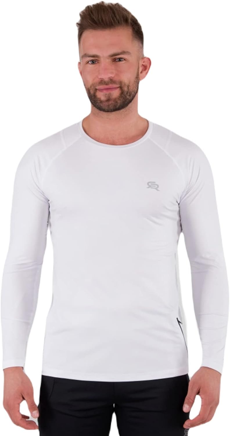 Herren Funktionsshirt Langarm T-Shirt Fitness Jogging Laufshirt mit Tasche M-XXL (as3, Alpha, m, Reg