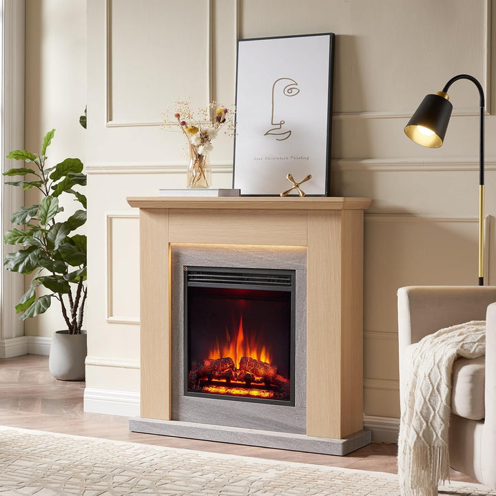 CrownFlame Pandora Elektrokamin - Elektrischer Standkamin mit Heizung 1000/2000 W, realistischer 3D-