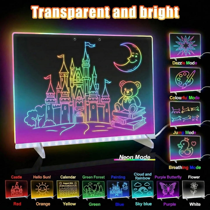 Led Zeichenbrett Maltafel Schreibtafel Kinder mit 12 Modi 35X25cm | Leuchtendes Malbrett Notiztafel